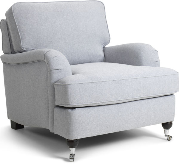 Bild på FALLSTONE Fåtölj låg tyg Fame light grey 170, standardstoppning, ben wenge/krom