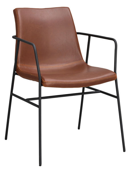 Bild på HUNTINGBAY Karmstol brunt konstläder svart stomme