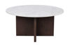 Bild på BROOKSVILLE soffbord runt Ø90 vit marmor/brun ek