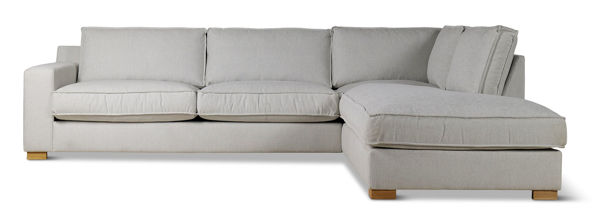 Bild på SAVOY Hörnsoffa (TD) m öppet avslut hö tyg Iberia offwhite 750, ekben