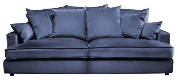 Bild på ESTELLE Chill 3-sits soffa kuvertryggkuddar tyg Meda Flint stone / svarta ben