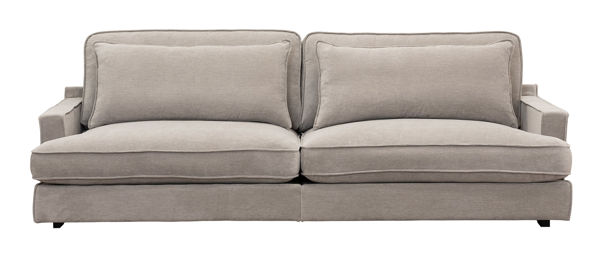 Bild på ESTELLE Casual 3,5-sits soffa traditionella ryggkuddar tyg More Rabbit 08 / svarta ben