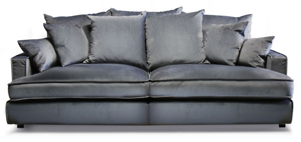 Bild på ESTELLE Chill 3,5-sits soffa tyg Meda Iron kuvertryggkuddar svarta ben