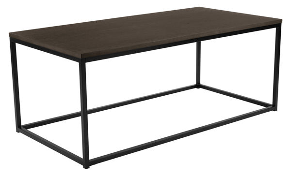 Bild på NARANO Soffbord 120x60 H48 mörkbrun ekfaner/svartlackad metall