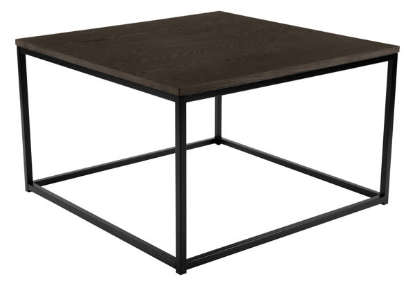 Bild på NARANO Soffbord 80x80 H48 mörkbrun ekfaner/svartlackad metall