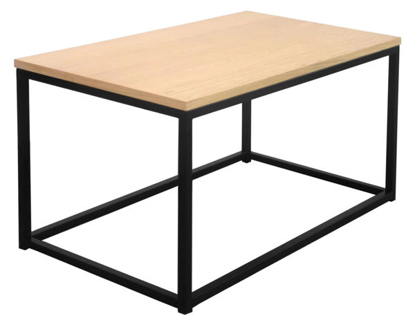 Bild på NARANO Soffbord 87x47 H44 vitpigm.lackad ekfaner/svartlackad metall