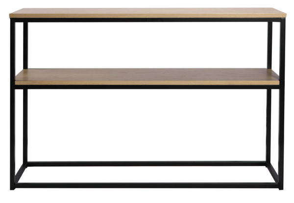Bild på NARANO Konsollbord vitpigm.lackad ekfaner/svartlackad metall 120x30 H81
