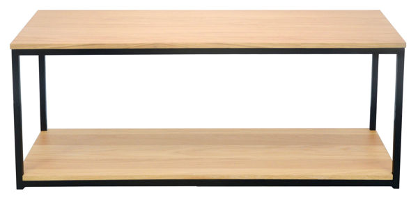 Bild på NARANO TV-bänk vitpigmenterad ekfaner, metallramme svart 120x40 H48