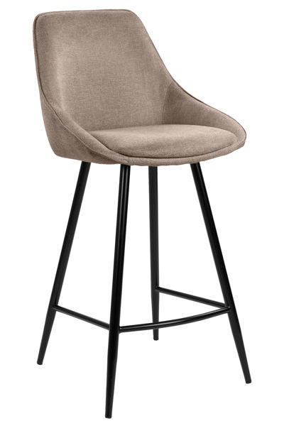 Bild på PARTIDA Barstol m ben, tyg Belfast 04 brun/svart metall, SH67cm