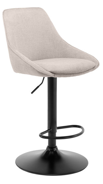Bild på PARTIDA Barstol m trumpetfot & gaslift, tyg Belfast 23 light beige/svart metall, SH63,5-84cm