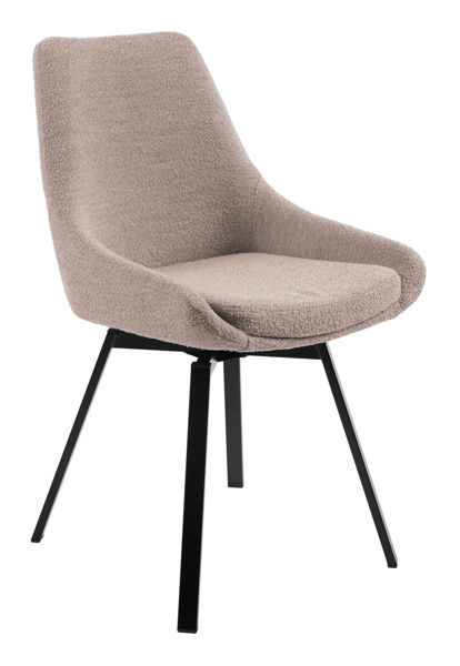 Bild på PARTIDA Matstol m snurr, tyg Alpine (bouclé) 01 beige/svart metall