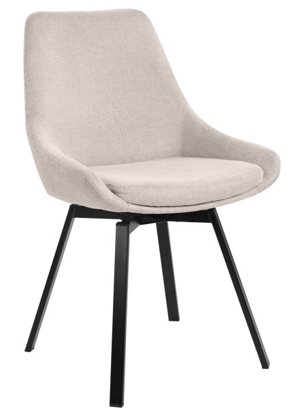 Bild på PARTIDA Matstol m snurr, tyg Belfast 23 light beige/svart metall