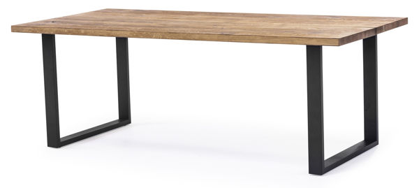 Bild på NARVIK matbord 210 cm oljad vildek, svart utställda U-ben