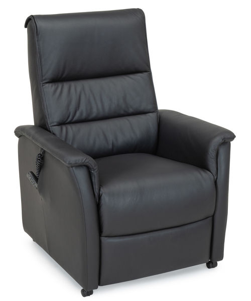 Bild på CAESAR PLUS Reclinerfåtölj 2 motor LiftUp Large läder Soleda/skai 441 svart m värme & elman.nacke