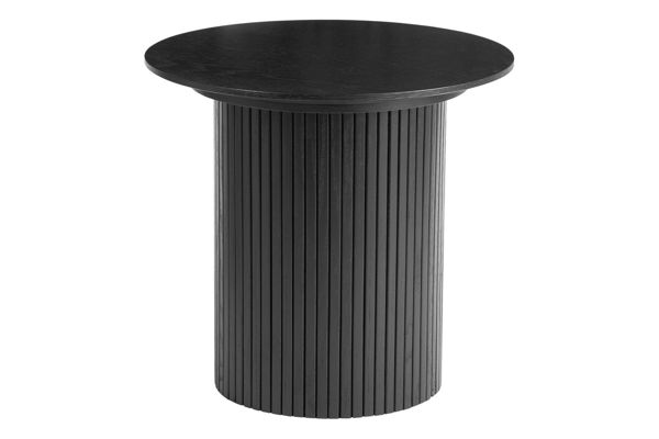 Bild på SHIRAZ Soffbord Ø50 svartlackad ask, helträ/ribbad fot. lackad askfaner