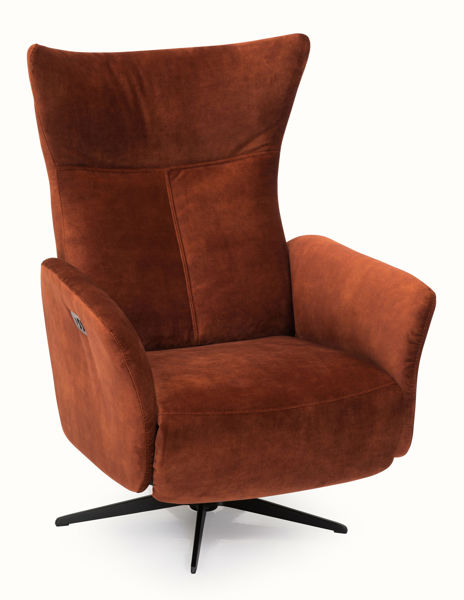 Bild på MIAMI Reclinerfåtölj m inbyggd pall elman. tyg Adore 3156 copper, fot D2 svart