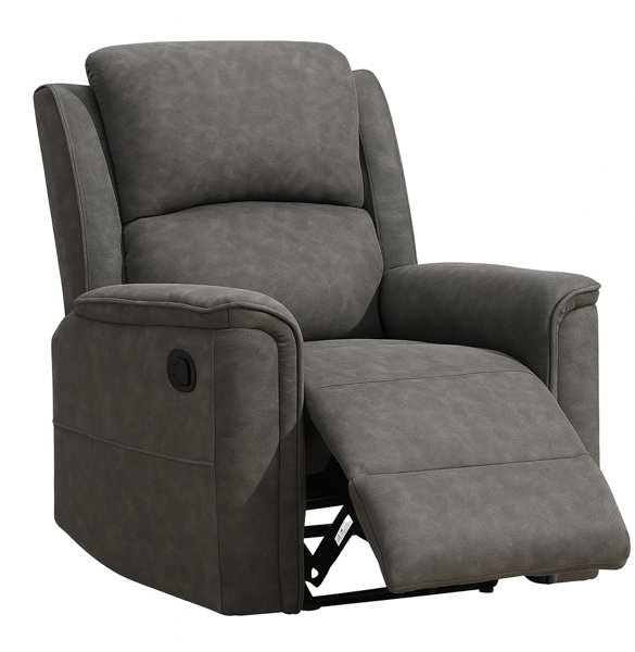 Bild på STALLONE Reclinerfåtölj tyg grå, manuell recliner., sitthöjd 48, sittdjup 55, sittbredd 49 cm