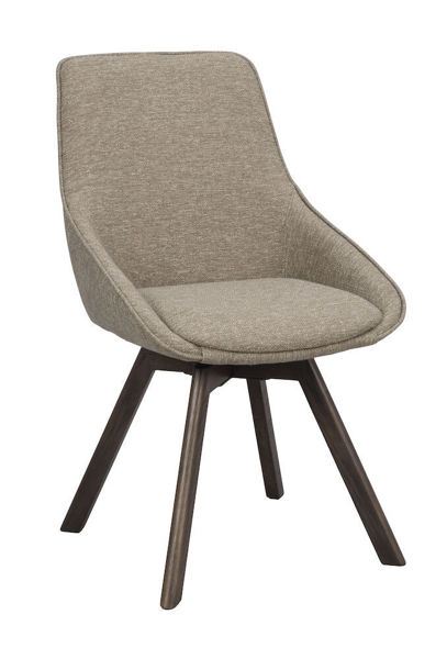 Bild på ALISON stol mörkbeige tyg/bruna ekben snurr