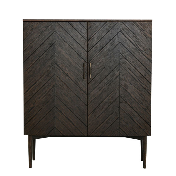 Bild på BALVENIE Skåp 2-dörr, brunbets, fiskbensmönster, mässingshandtag