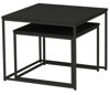 Bild på DUDOS 2-dels satsbord KVADRAT svartbetsad lackad askfanér/metallben 55x55x45cm + 45x45xh35 cm
