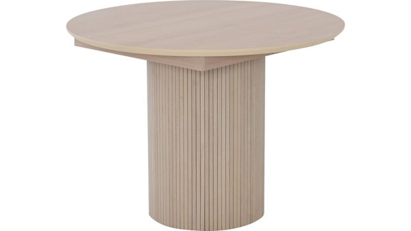 Bild på SHIRAZ Matbord Ø105 + 2 ilägg á 40cm, vitpigmenterad lackad ekfanér (WL102)