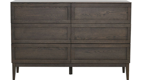 Bild på STAVIN Byrå 3+3-lådig, brunlackad ekfanér