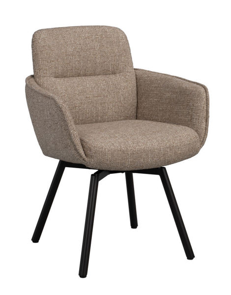 Bild på ROSWELL Karmstol mörkbeige tyg/bruna metallben snurr