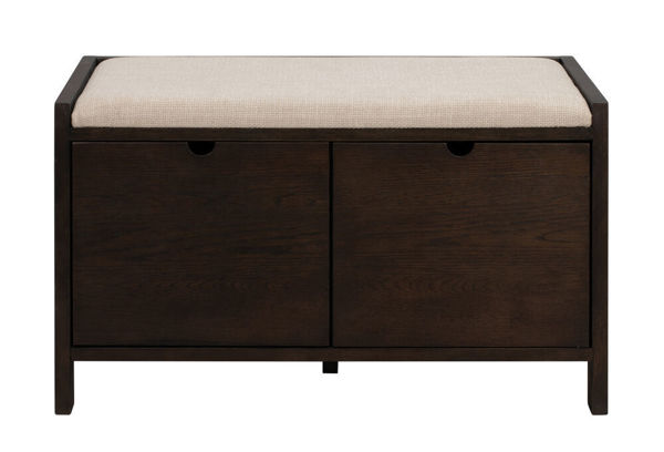 Bild på HILLMOND Bänk 2L 80 brunlackad ek/beige tyg