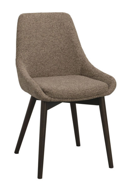 Bild på DENLEY Stol mörkbeige tyg/bruna ekben