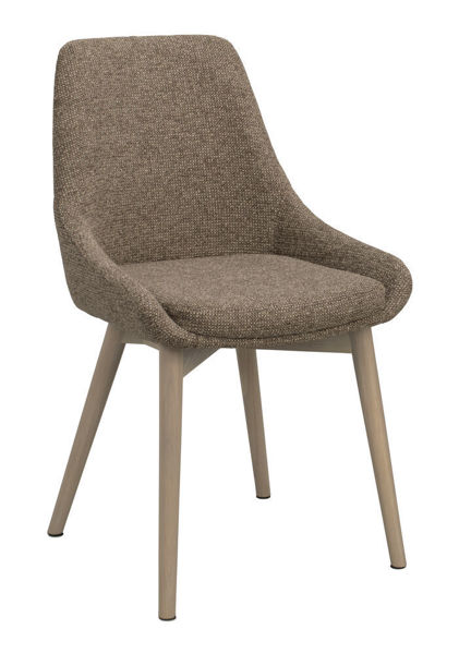 Bild på DENLEY Stol mörkbeige tyg/vitpigmenterade ekben