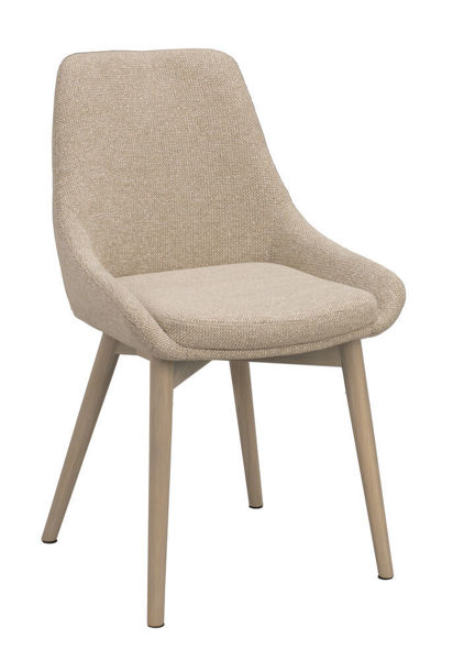 Bild på DENLEY Stol ljusbeige tyg/vitpigmenterade ekben