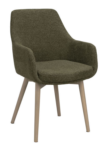 Bild på DENLEY Karmstol grönt tyg/vitpigmenterade ekben