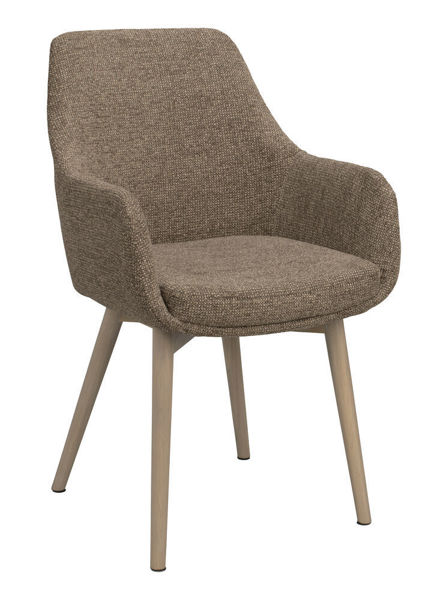 Bild på DENLEY Karmstol mörkbeige tyg/vitpigmenterade ekben