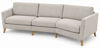 Bild på PUSSEL Vinkelsoffa 900+V45 tyg Wind 05 beige, arm 130, oljade ekben