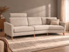 Bild på PUSSEL Vinkelsoffa 900+V45 tyg Wind 05 beige, arm 130, oljade ekben